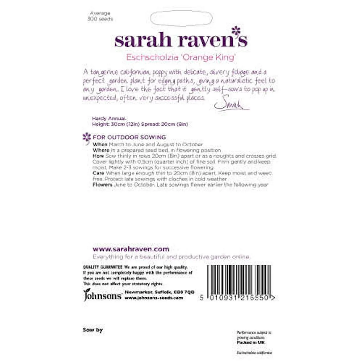 Sarah Ravens Eschscholzia Orange King Seeds 4 Sarah Ravens Eschscholzia Orange King Seeds - Image 2