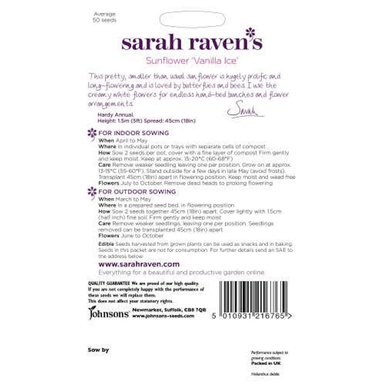 Sarah Ravens Sunflower Vanilla Ice Seeds 4 Sarah Ravens Sunflower Vanilla Ice Seeds - Image 2