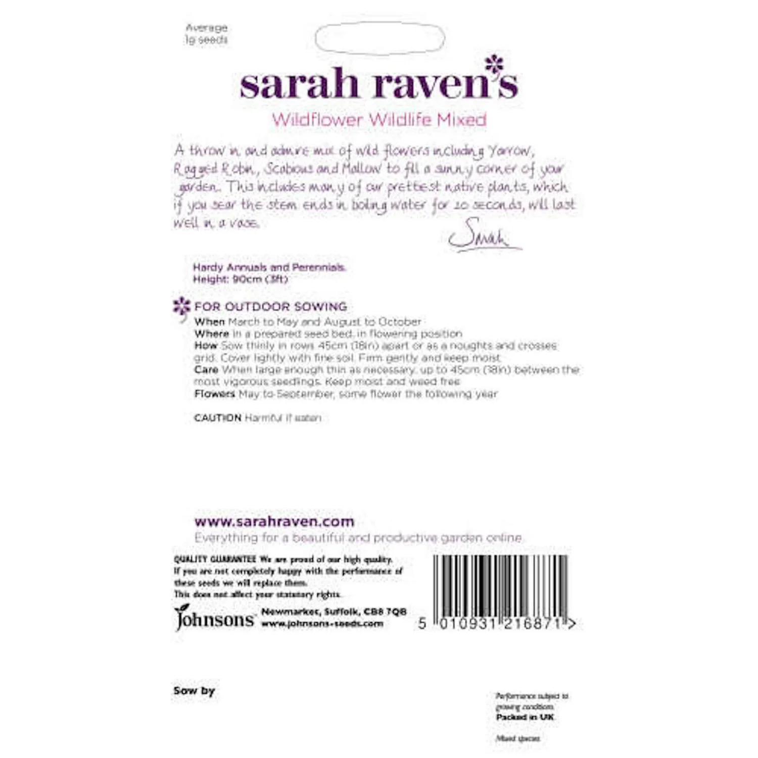 Sarah Ravens Wildflower Wildlife Mixed Seeds 4 Sarah Ravens Wildflower Wildlife Mixed Seeds - Image 2