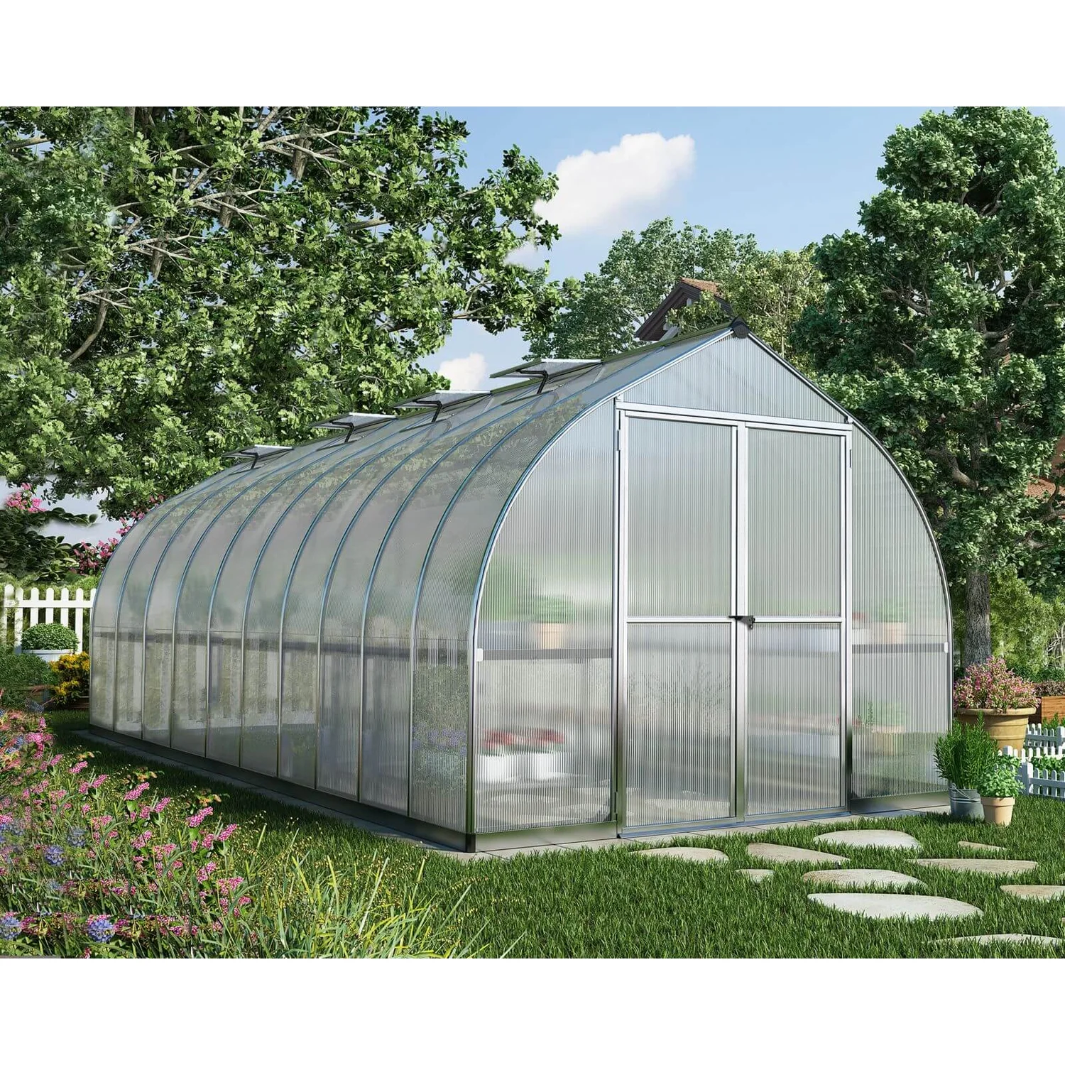 Palram 8 X 20 Silver Canopia Bella Greenhouse 6 Palram 8 X 20 Silver Canopia Bella Greenhouse - Image 4