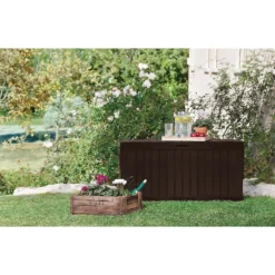 Keter Marvel Plus Outdoor Garden Storage Box 270L - Brown -Elise Bloom 12808515 7684900072042860
