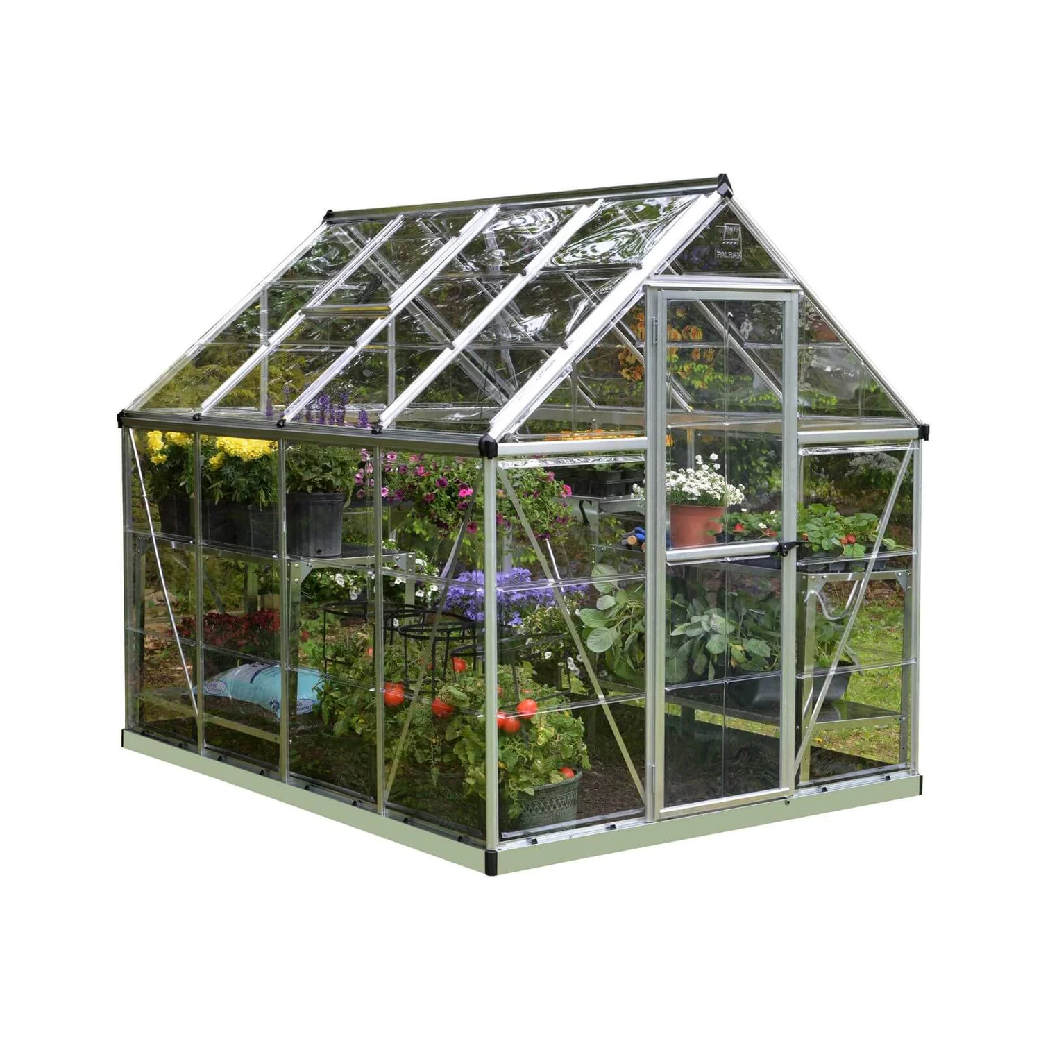 Palram 6 X 8ft Canopia Harmony Greenhouse - Silver 3 Palram 6 X 8ft Canopia Harmony Greenhouse - Silver