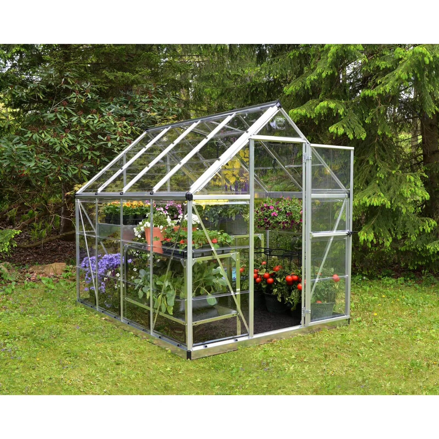 Palram 6 X 8ft Canopia Harmony Greenhouse - Silver 5 Palram 6 X 8ft Canopia Harmony Greenhouse - Silver - Image 3