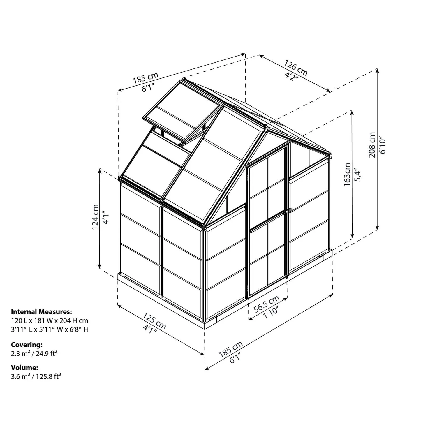 Palram 6 X 4ft Canopia Harmony Greenhouse - Green 10 Palram 6 X 4ft Canopia Harmony Greenhouse - Green - Image 8