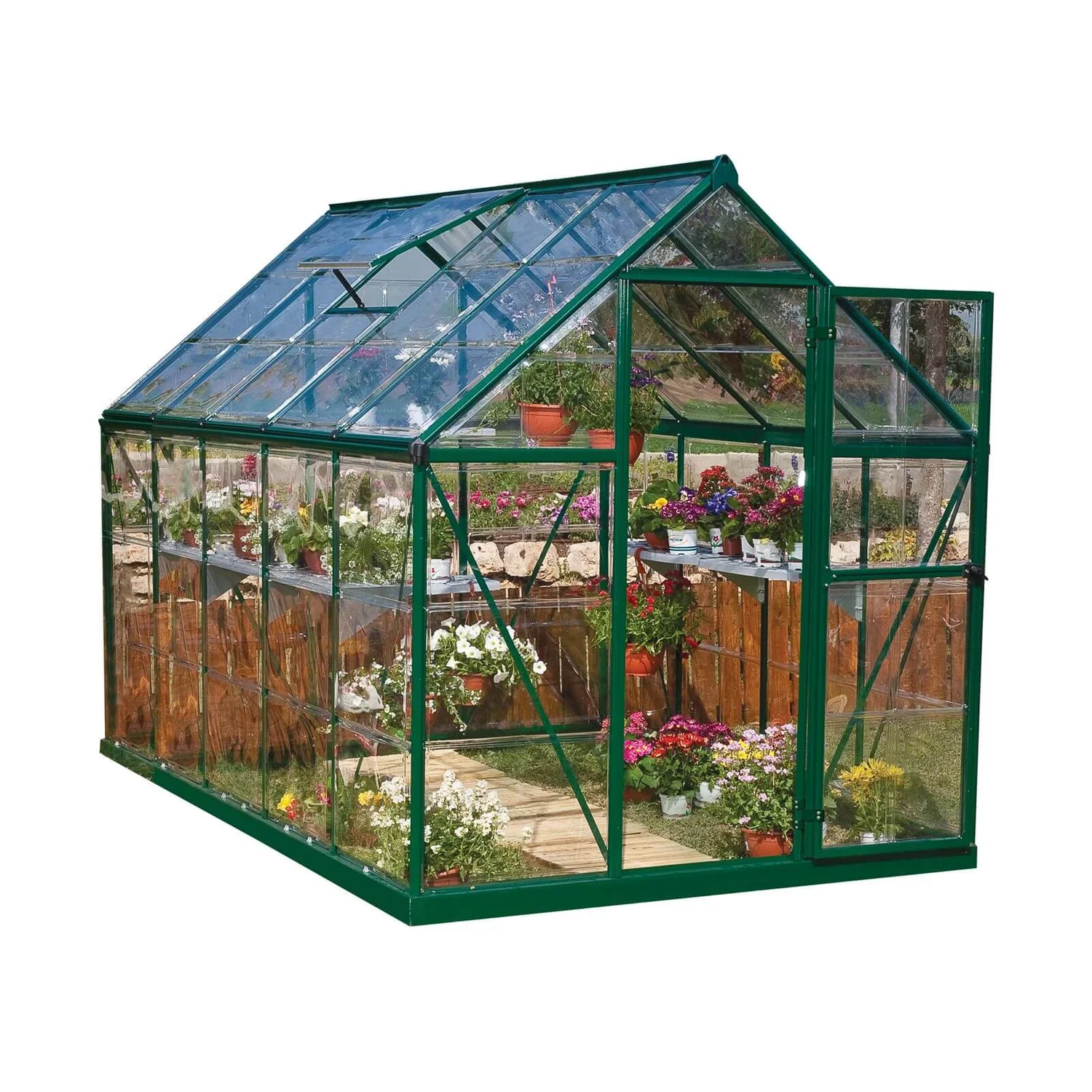 Palram 6 X 10ft Canopia Harmony Greenhouse - Green 3 Palram 6 X 10ft Canopia Harmony Greenhouse - Green