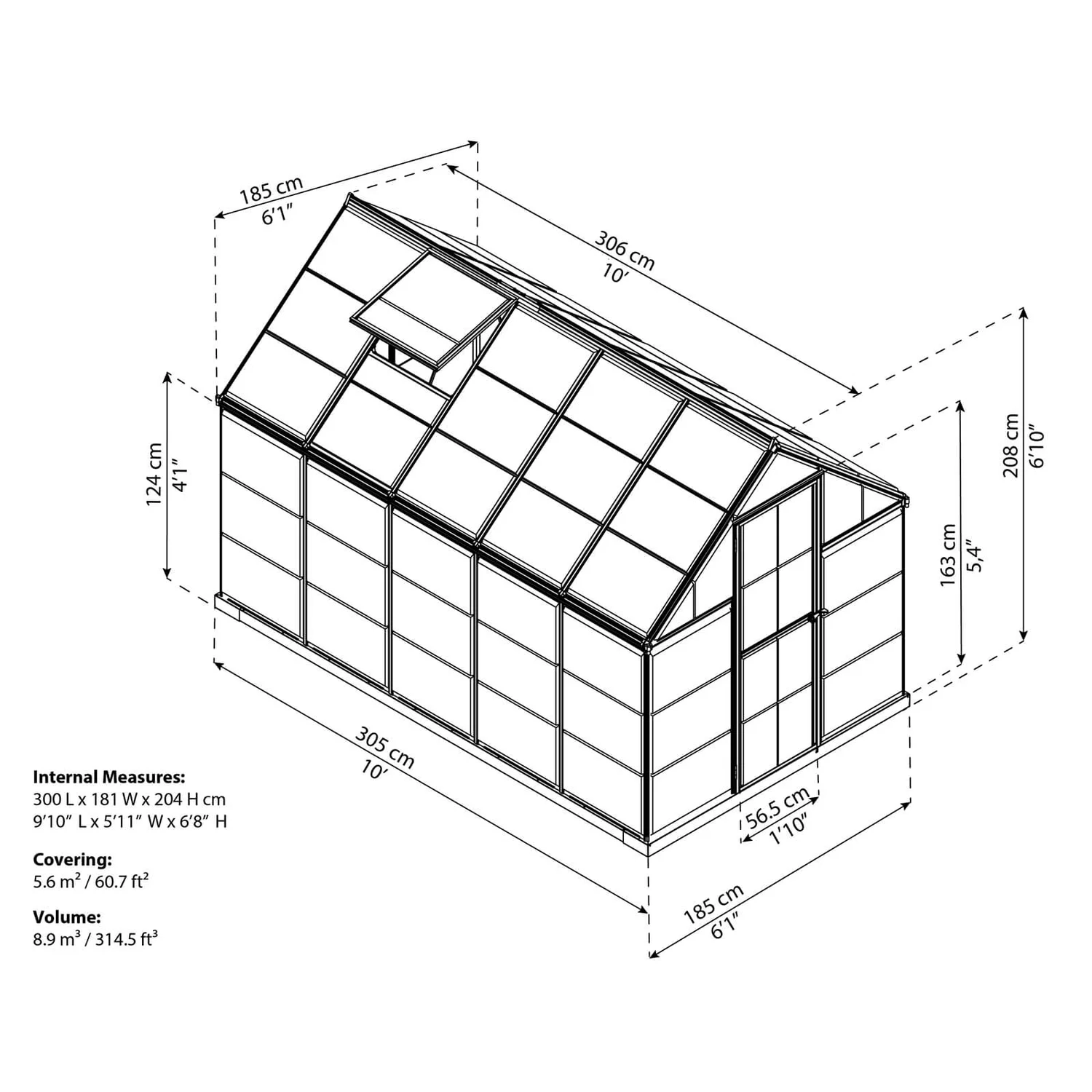 Palram 6 X 10ft Canopia Harmony Greenhouse - Green 11 Palram 6 X 10ft Canopia Harmony Greenhouse - Green - Image 9