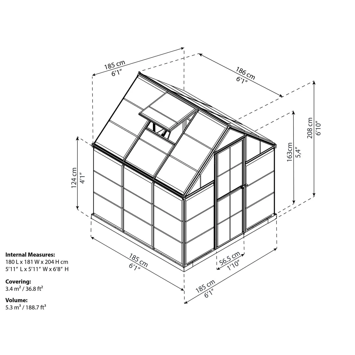 Palram 6 X 6ft Canopia Harmony Greenhouse - Green 10 Palram 6 X 6ft Canopia Harmony Greenhouse - Green - Image 8