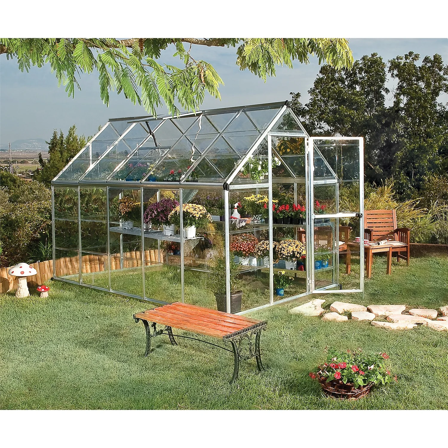 Palram 6 X 10ft Canopia Harmony Greenhouse - Silver 4 Palram 6 X 10ft Canopia Harmony Greenhouse - Silver - Image 2