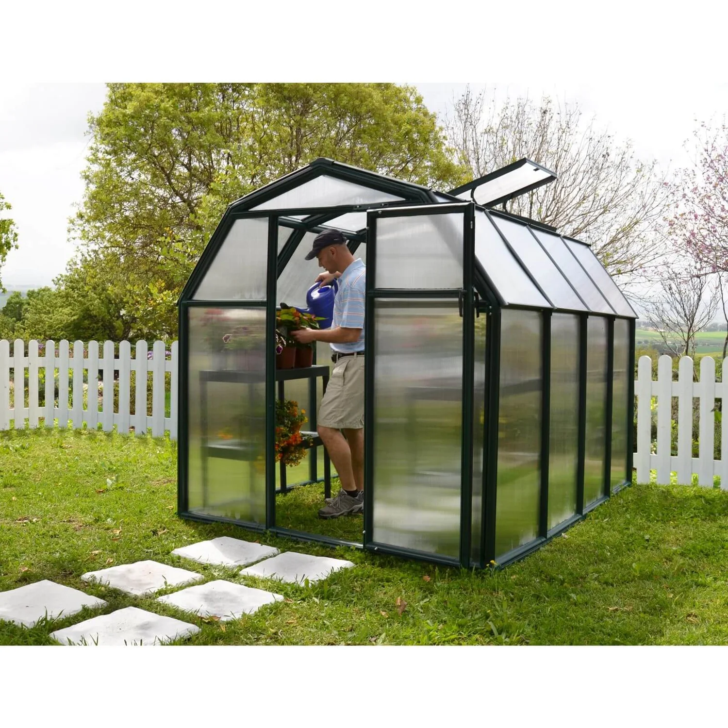 Palram 6 X 8ft Canopia Eco Grow Greenhouse - Green 10 Palram 6 X 8ft Canopia Eco Grow Greenhouse - Green - Image 8