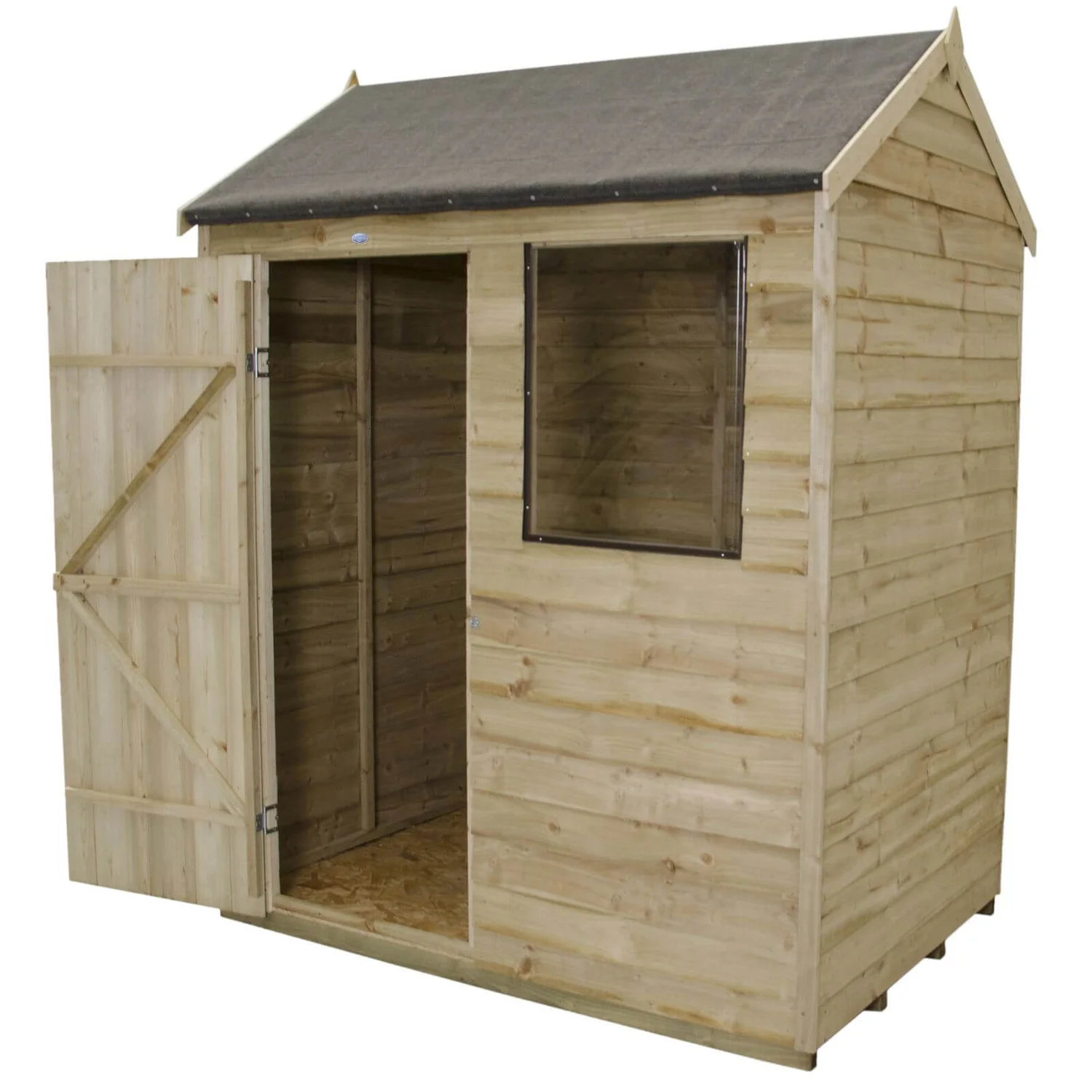 6x4ft Forest Natural Timber Overlap Reverse Apex Wooden Shed 4 6x4ft Forest Natural Timber Overlap Reverse Apex Wooden Shed - Image 2