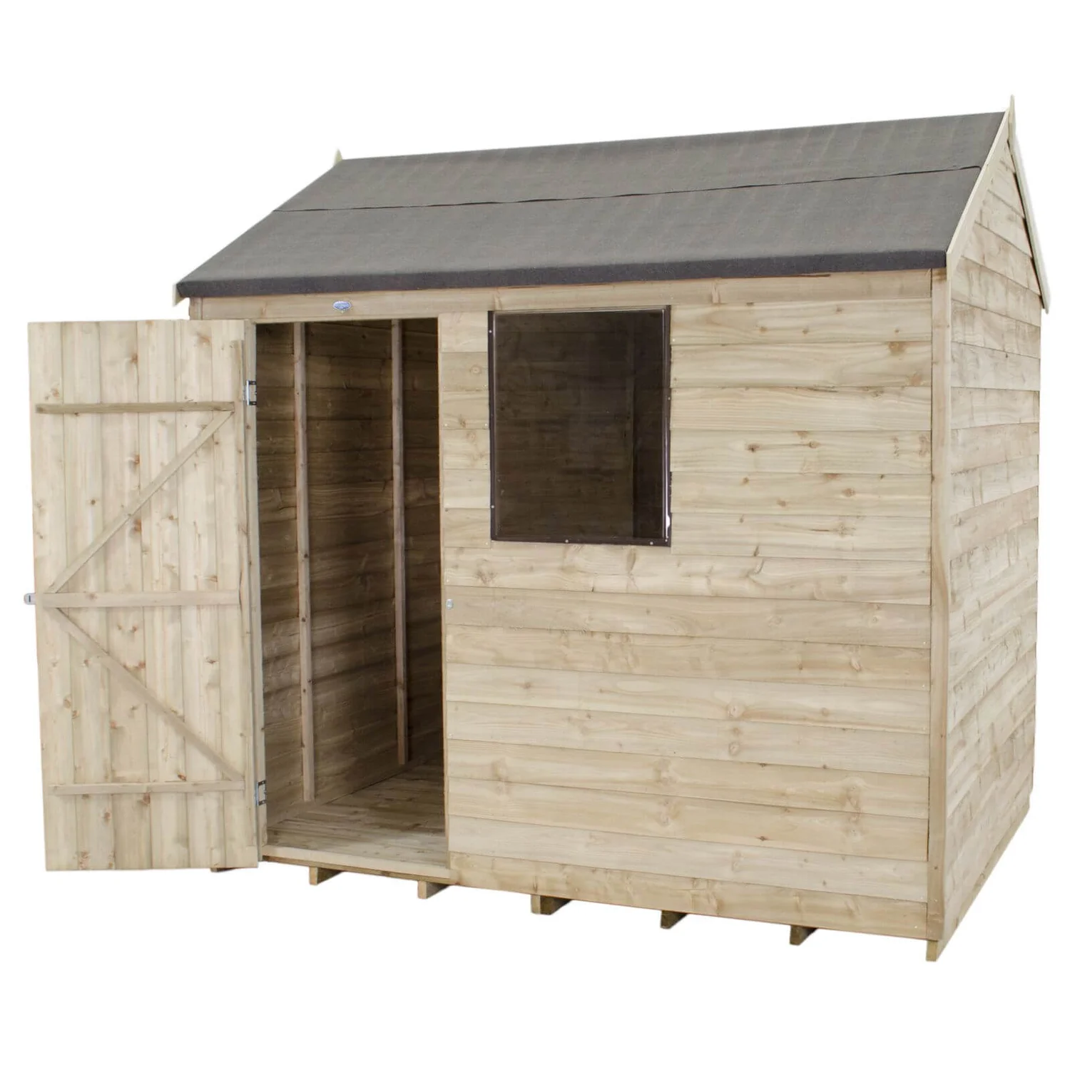 8x6ft Forest Natural Timber Overlap Reverse Apex Wooden Shed 5 8x6ft Forest Natural Timber Overlap Reverse Apex Wooden Shed - Image 3