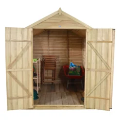 Forest Overlap 8 X 6ft Pressure Treated Apex Shed - Double Door -Elise Bloom 12810912 2564833194596428