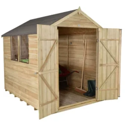 Forest Overlap 8 X 6ft Pressure Treated Apex Shed - Double Door -Elise Bloom 12810912 4234833194535312