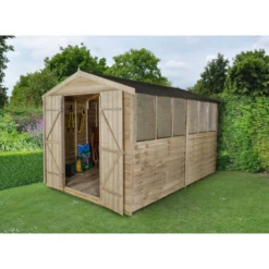 8x12ft Forest Natural Timber Overlap Apex Wooden Workshop -Elise Bloom 12810929 1294833199455747