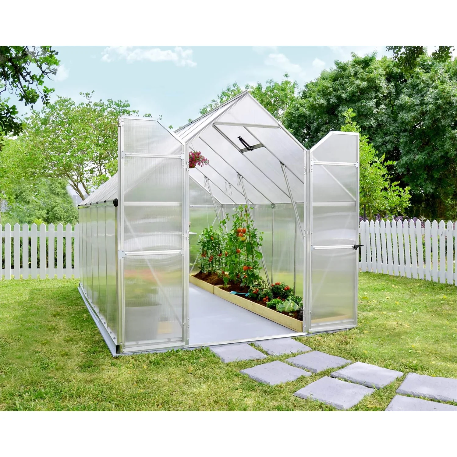 Palram 8 X 12ft Canopia Essence Greenhouse - Silver 4 Palram 8 X 12ft Canopia Essence Greenhouse - Silver - Image 2