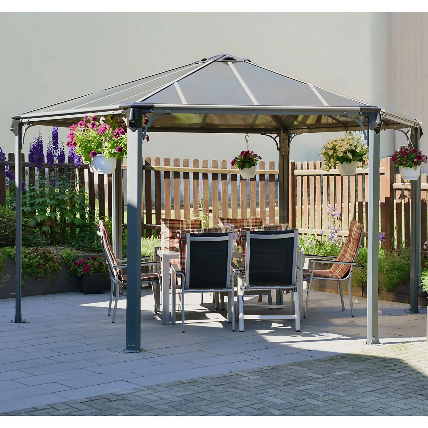 Palram - Canopia Monaco Hexagonal Garden Gazebo Grey 6 Palram - Canopia Monaco Hexagonal Garden Gazebo Grey - Image 4
