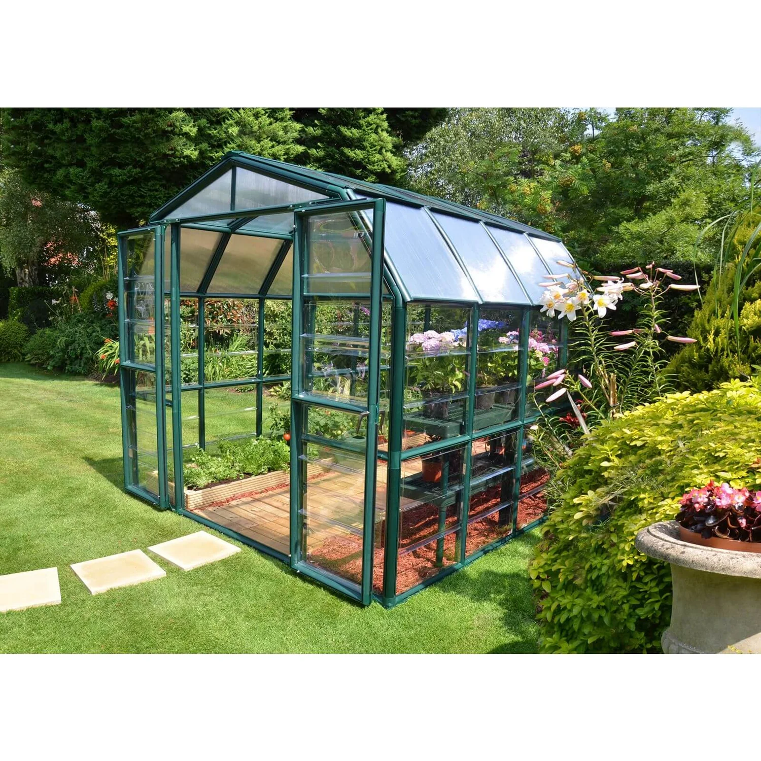 Palram 8 X 8ft Canopia Grand Gardener Greenhouse - Green 6 Palram 8 X 8ft Canopia Grand Gardener Greenhouse - Green - Image 4