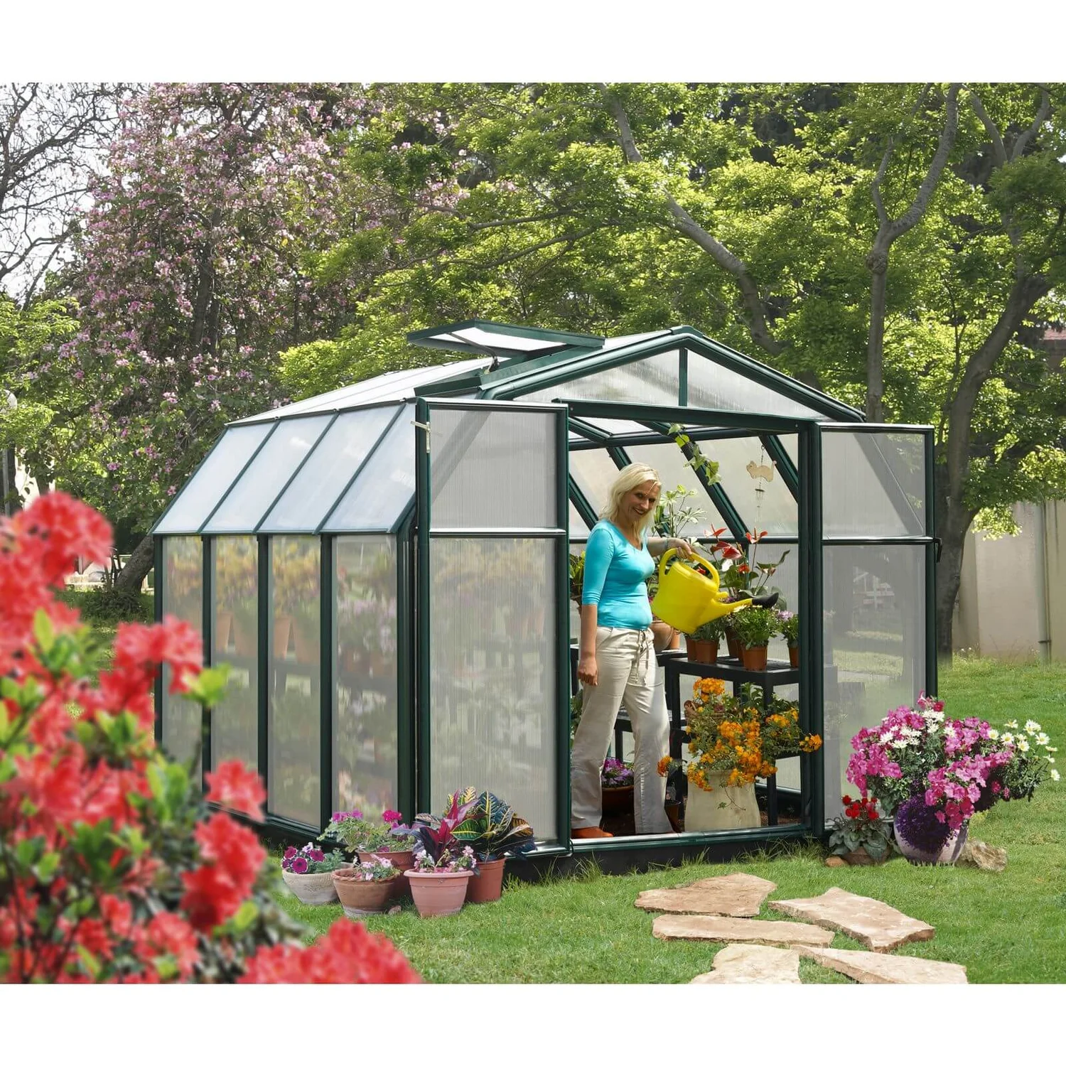 Palram 8X8Canopia Hobby Gardener Greenhouse - Green 4 Palram 8X8Canopia Hobby Gardener Greenhouse - Green - Image 2