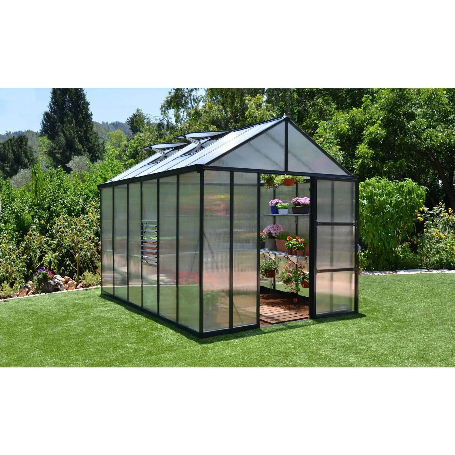 Palram 8 X 12ft Canopia Glory Greenhouse - Grey 4 Palram 8 X 12ft Canopia Glory Greenhouse - Grey - Image 2