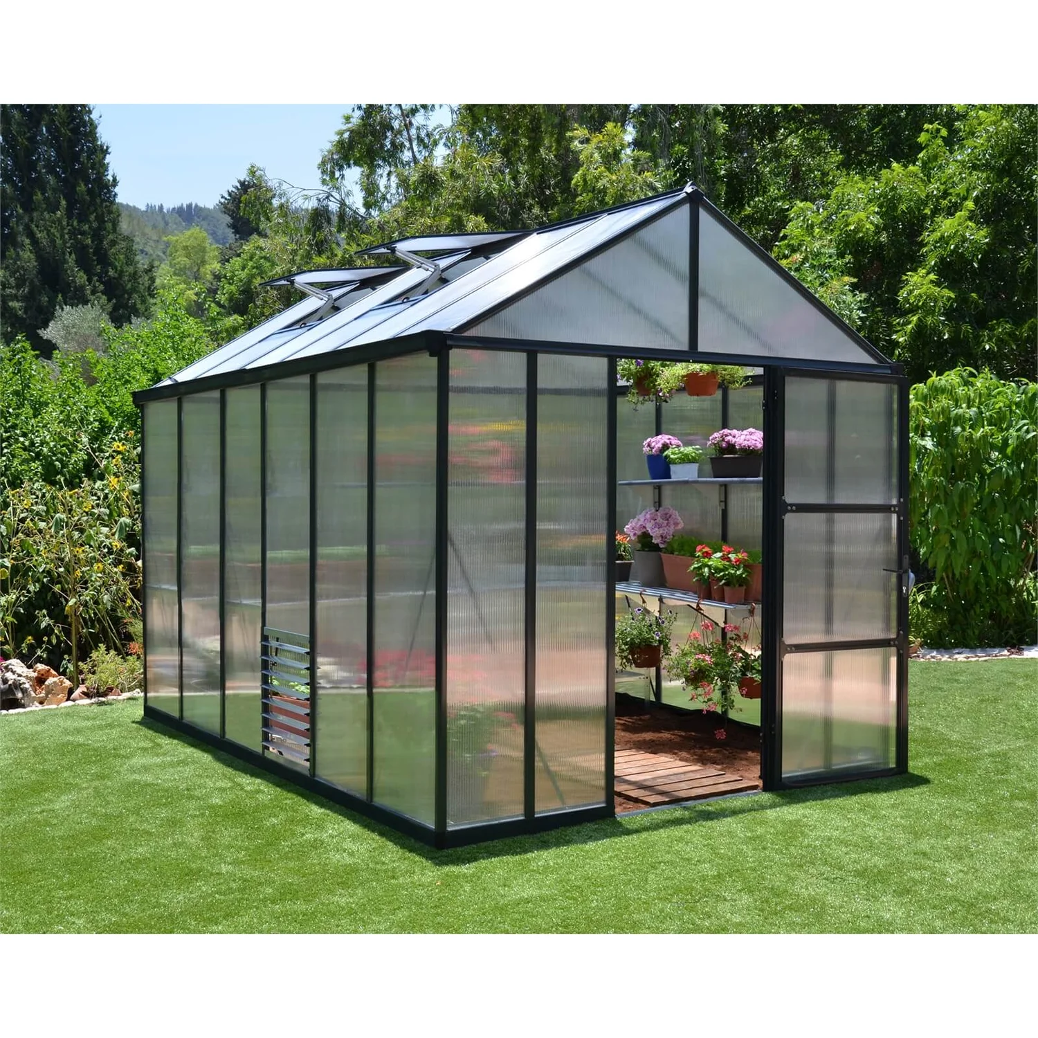 Palram 8 X 12ft Canopia Glory Greenhouse - Grey 3 Palram 8 X 12ft Canopia Glory Greenhouse - Grey