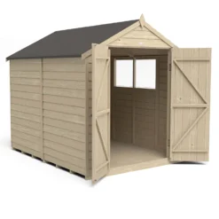 Forest 8 X 6ft Overlap Pressure Treated Apex Shed - Double Door - Incl. Installation -Elise Bloom 12814912 1474832992249521