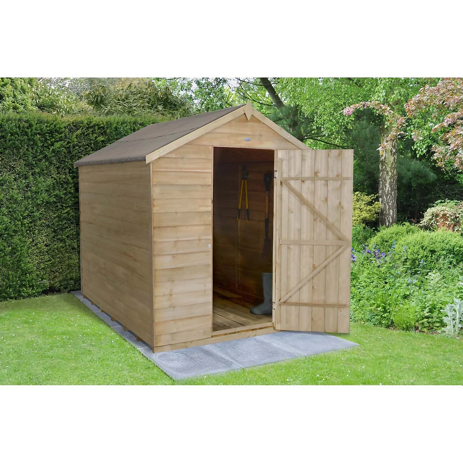 8x6ft Forest Wooden Overlap Pressure Treated Apex Shed -incl. Installation 4 8x6ft Forest Wooden Overlap Pressure Treated Apex Shed -incl. Installation - Image 2