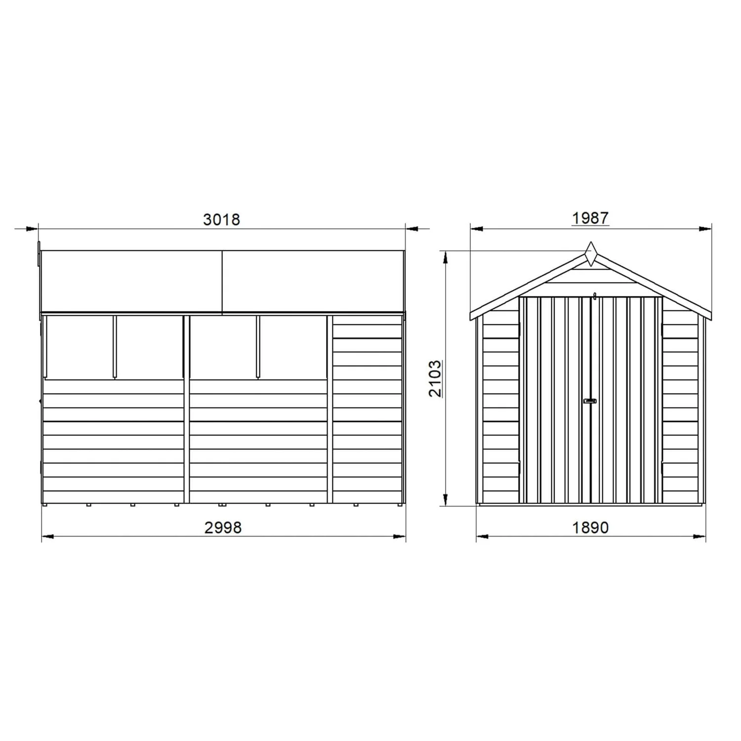 Forest 10 X 6ft Overlap Pressure Treated Apex Shed - Double Door -incl. Installation 11 Forest 10 X 6ft Overlap Pressure Treated Apex Shed - Double Door -incl. Installation - Image 9