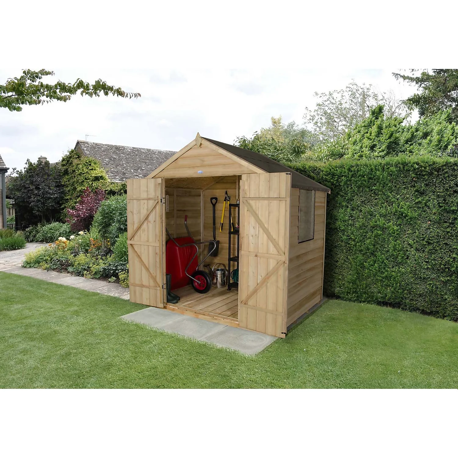 7x5ft Forest Wooden Overlap Pressure Treated Apex Shed -incl. Installation 4 7x5ft Forest Wooden Overlap Pressure Treated Apex Shed -incl. Installation - Image 2