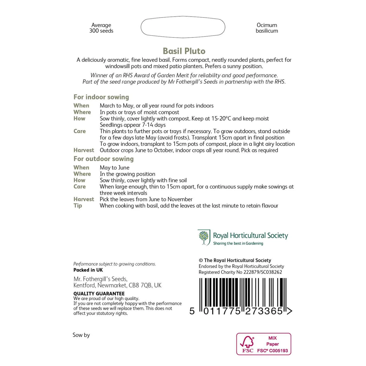 RHS Basil Pluto Seeds 4 RHS Basil Pluto Seeds - Image 2