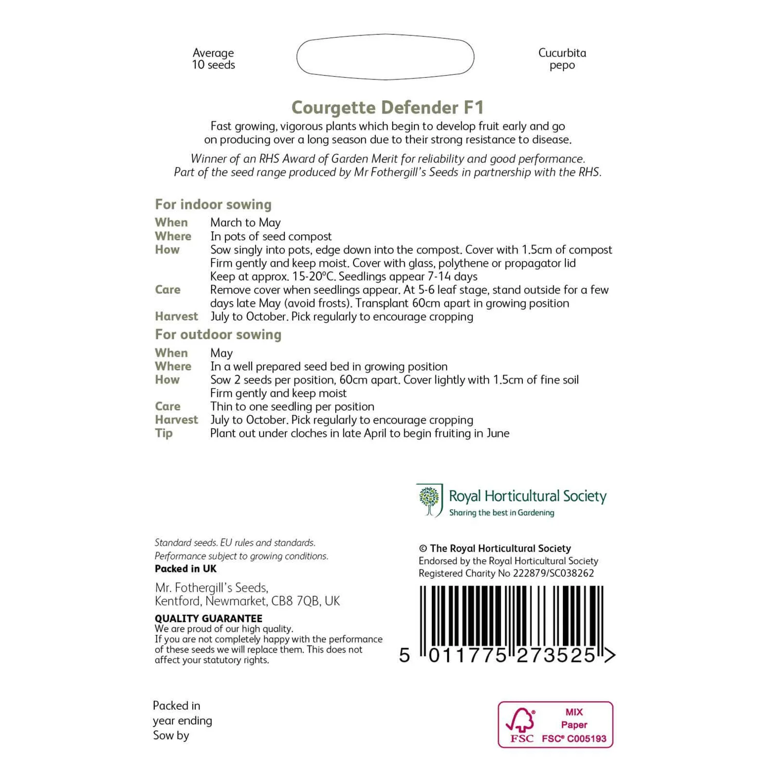 RHS Courgette Defender F1 Seeds 4 RHS Courgette Defender F1 Seeds - Image 2