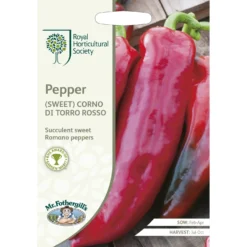 RHS Pepper (Sweet) Corno Di Toro Rosso Seeds