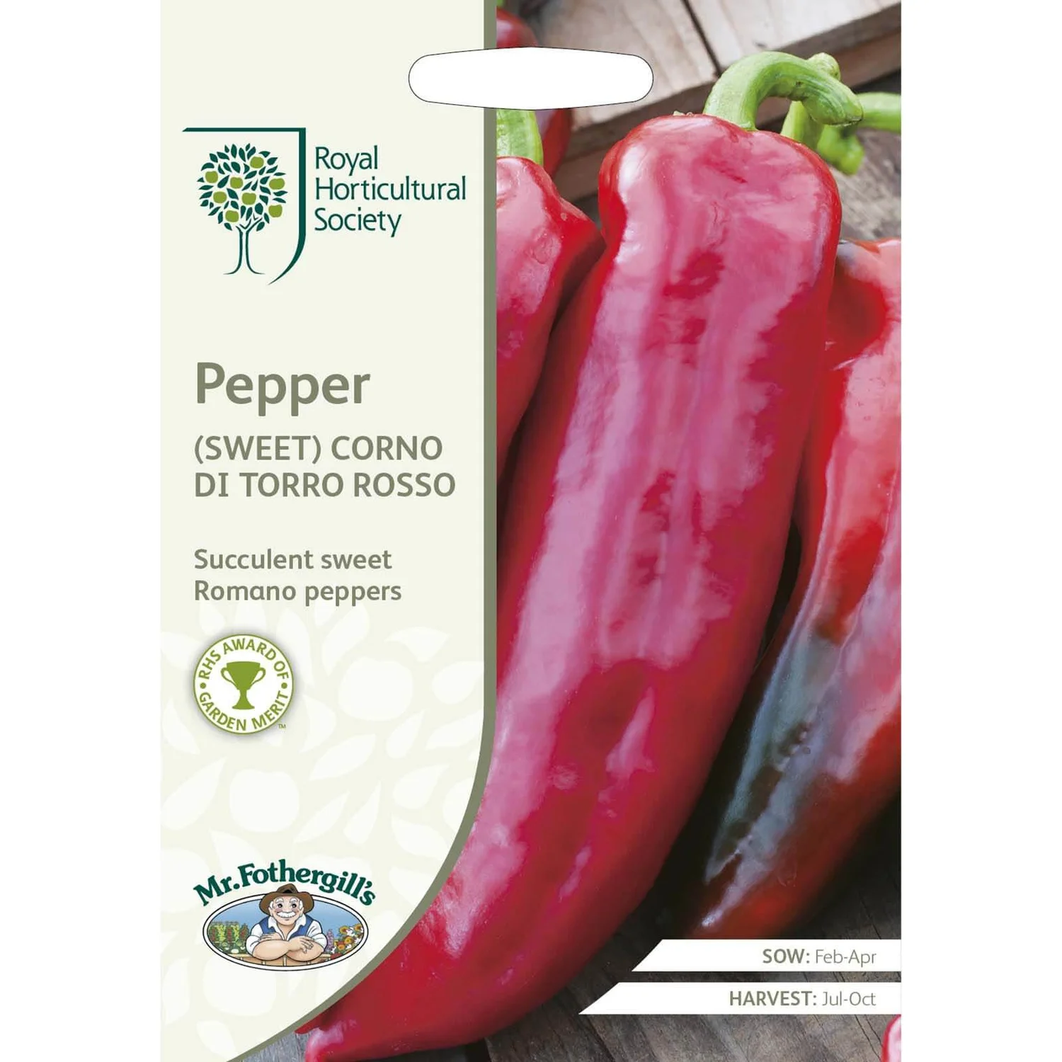 RHS Pepper (Sweet) Corno Di Toro Rosso Seeds 3 RHS Pepper (Sweet) Corno Di Toro Rosso Seeds