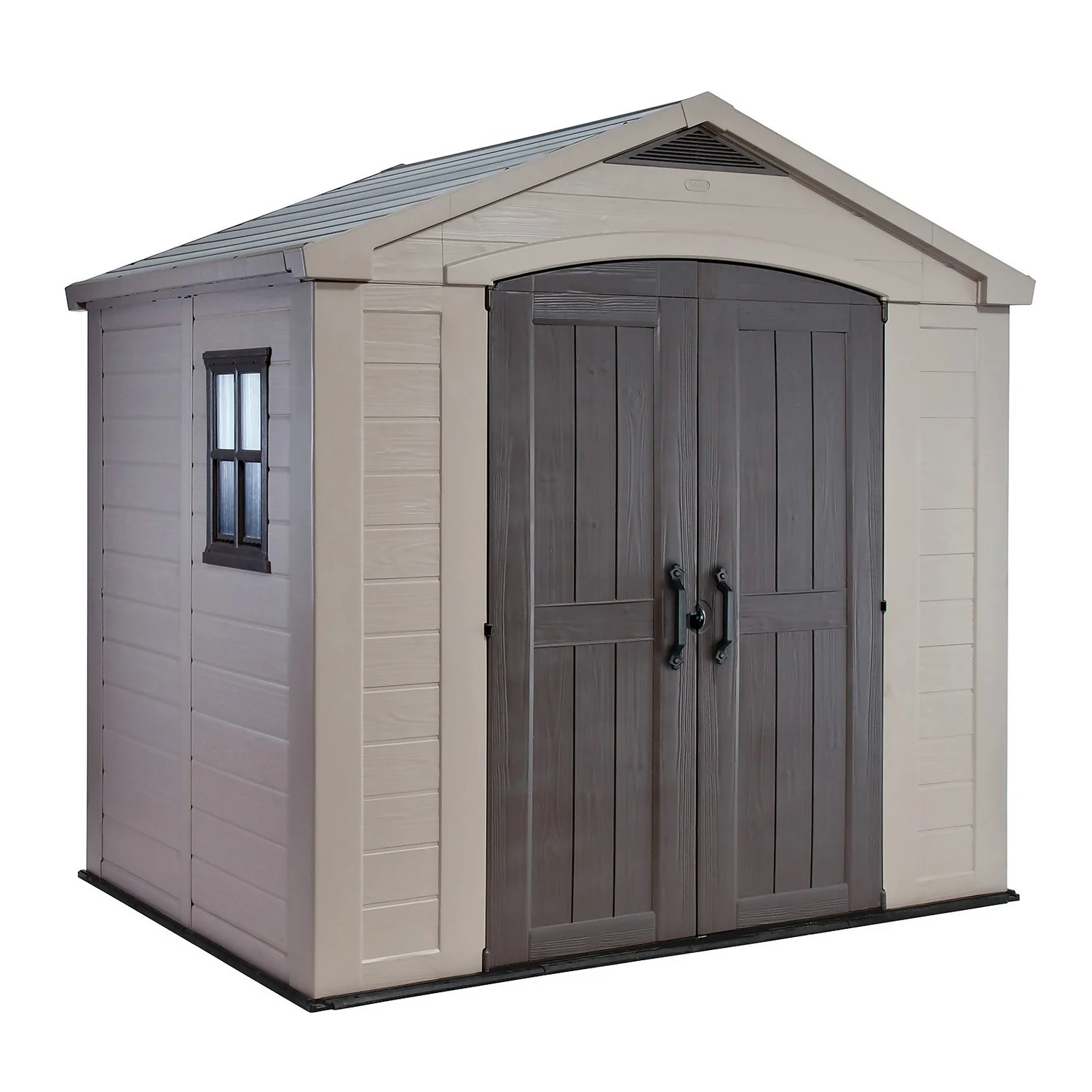Keter Factor 8 X 6ft Outdoor Garden Apex Storage Shed - Beige/Brown 3 Keter Factor 8 X 6ft Outdoor Garden Apex Storage Shed - Beige/Brown
