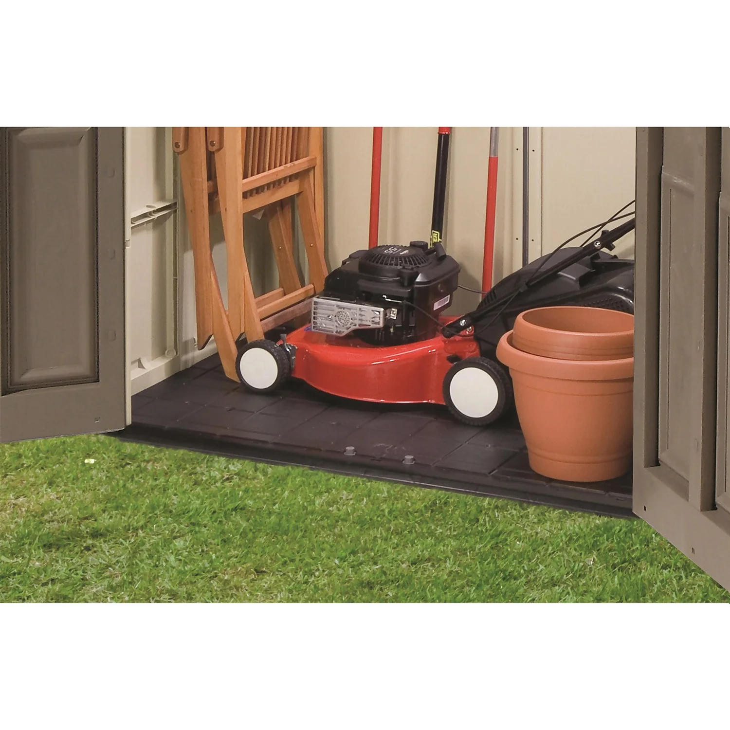 Keter Factor 8 X 6ft Outdoor Garden Apex Storage Shed - Beige/Brown 6 Keter Factor 8 X 6ft Outdoor Garden Apex Storage Shed - Beige/Brown - Image 4