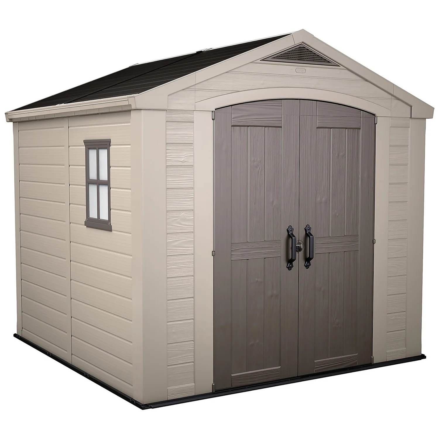 Keter Factor 8 X 8ft Outdoor Garden Apex Storage Shed - Beige/Brown 3 Keter Factor 8 X 8ft Outdoor Garden Apex Storage Shed - Beige/Brown