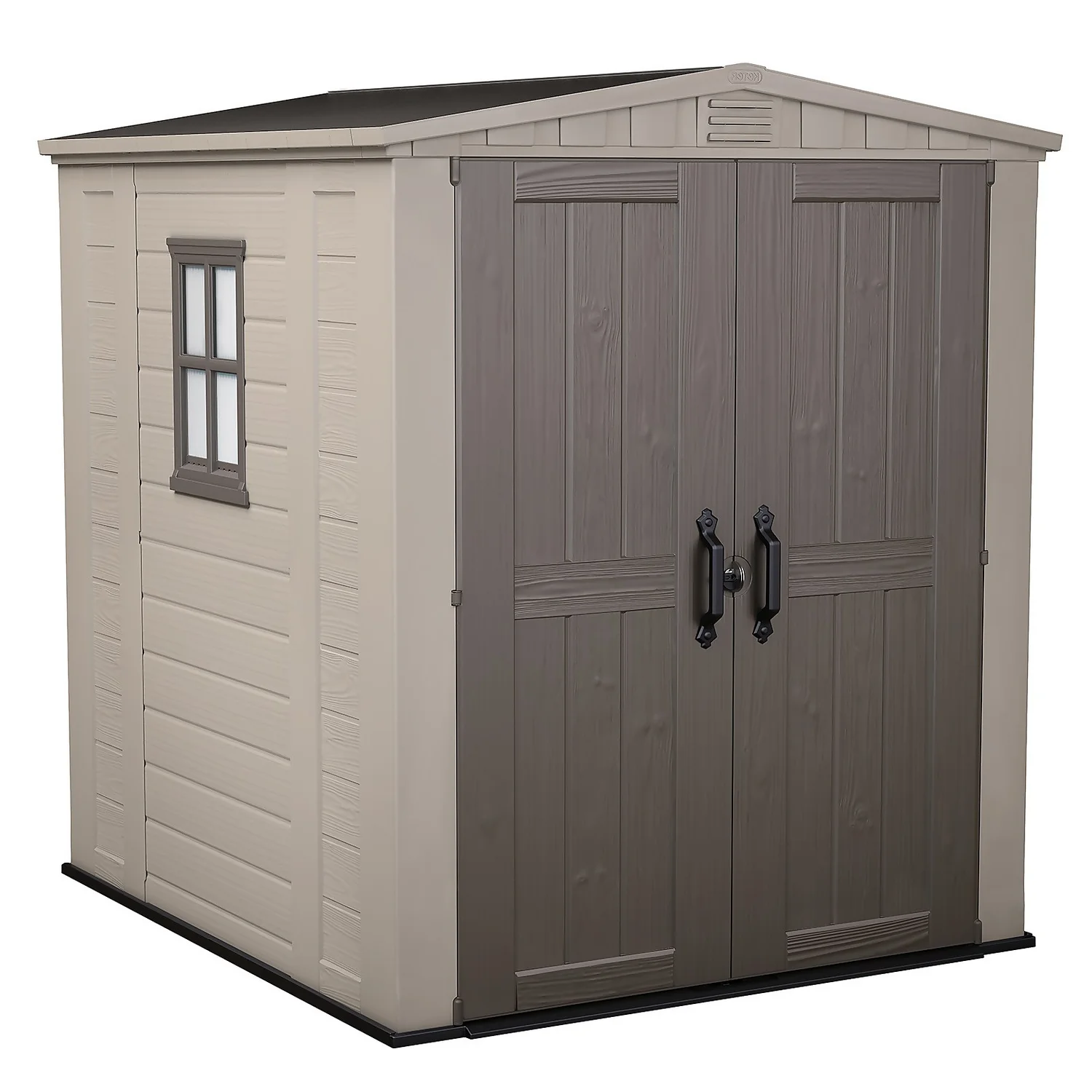 Keter Factor 6 X 6ft Outdoor Garden Apex Storage Shed - Beige/Brown 3 Keter Factor 6 X 6ft Outdoor Garden Apex Storage Shed - Beige/Brown