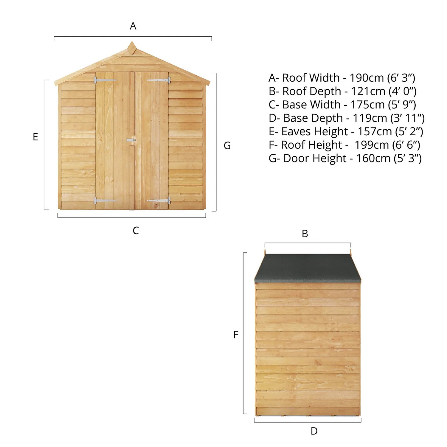 Mercia 4 X 6ft Overlap Apex Windowless Wooden Shed 11 Mercia 4 X 6ft Overlap Apex Windowless Wooden Shed - Image 9