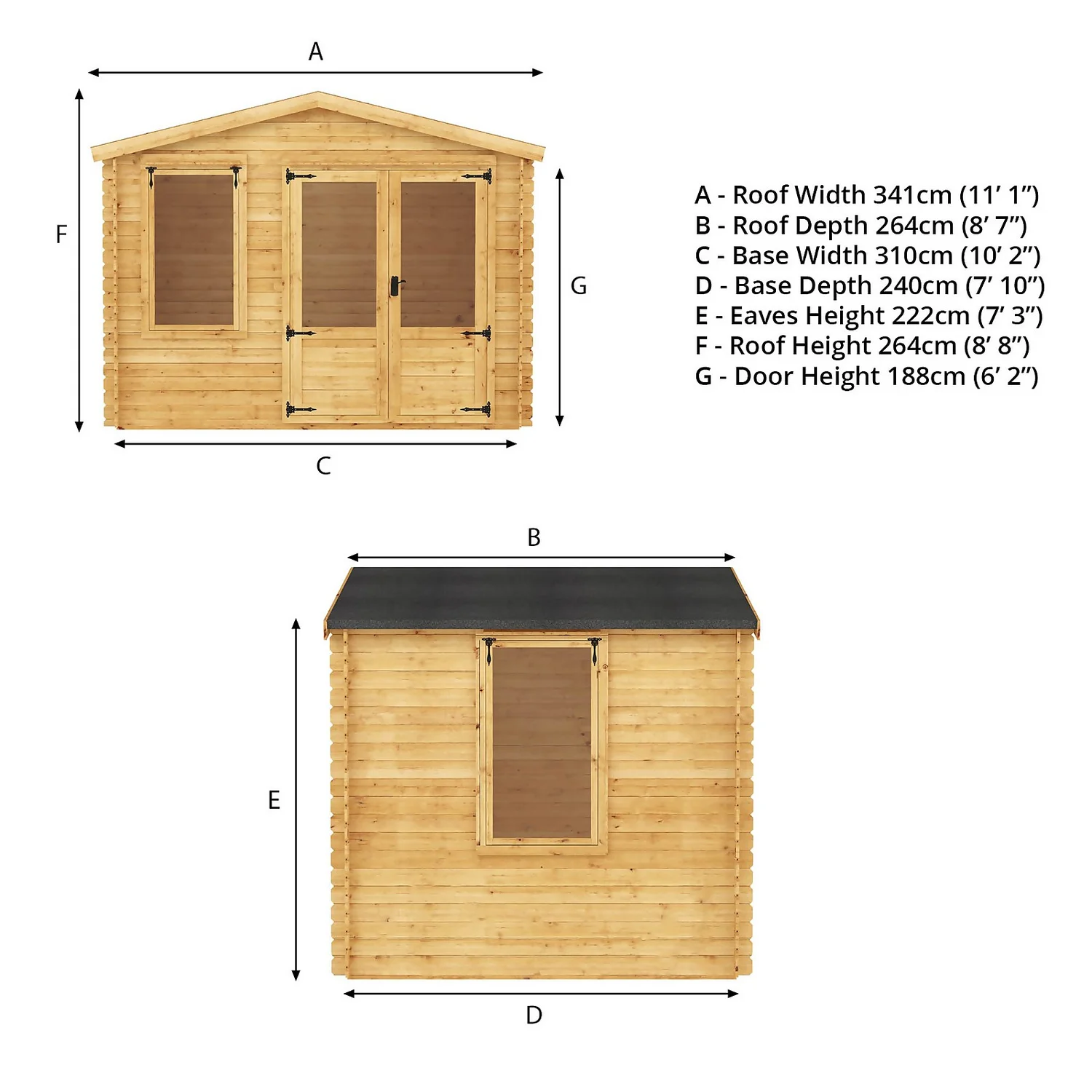 Mercia 2.6m X 3.3m Sherwood 19mm Log Cabin 11 Mercia 2.6m X 3.3m Sherwood 19mm Log Cabin - Image 9