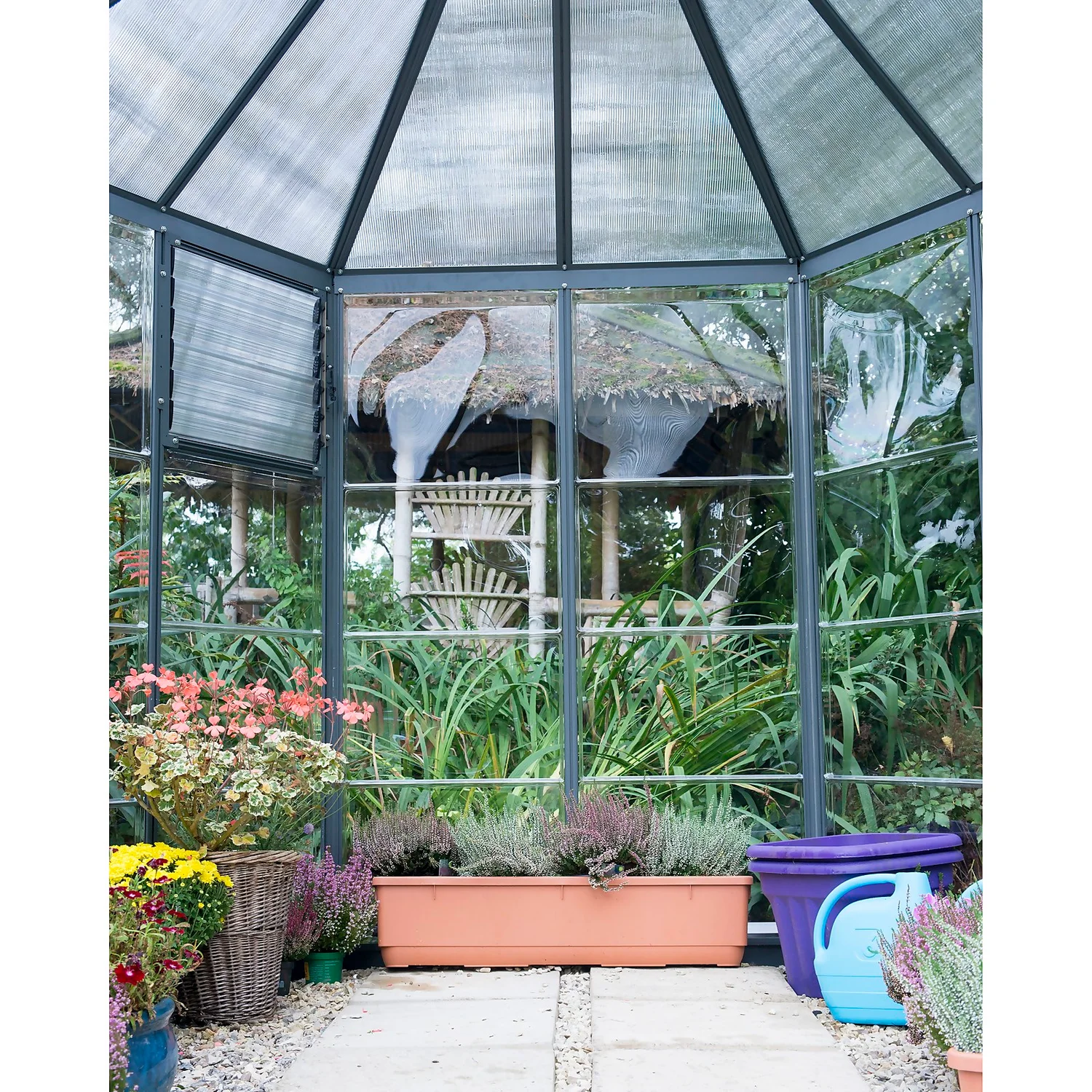 Palram 8ft Canopia Oasis Hexagonal Greenhouse - Grey 6 Palram 8ft Canopia Oasis Hexagonal Greenhouse - Grey - Image 4