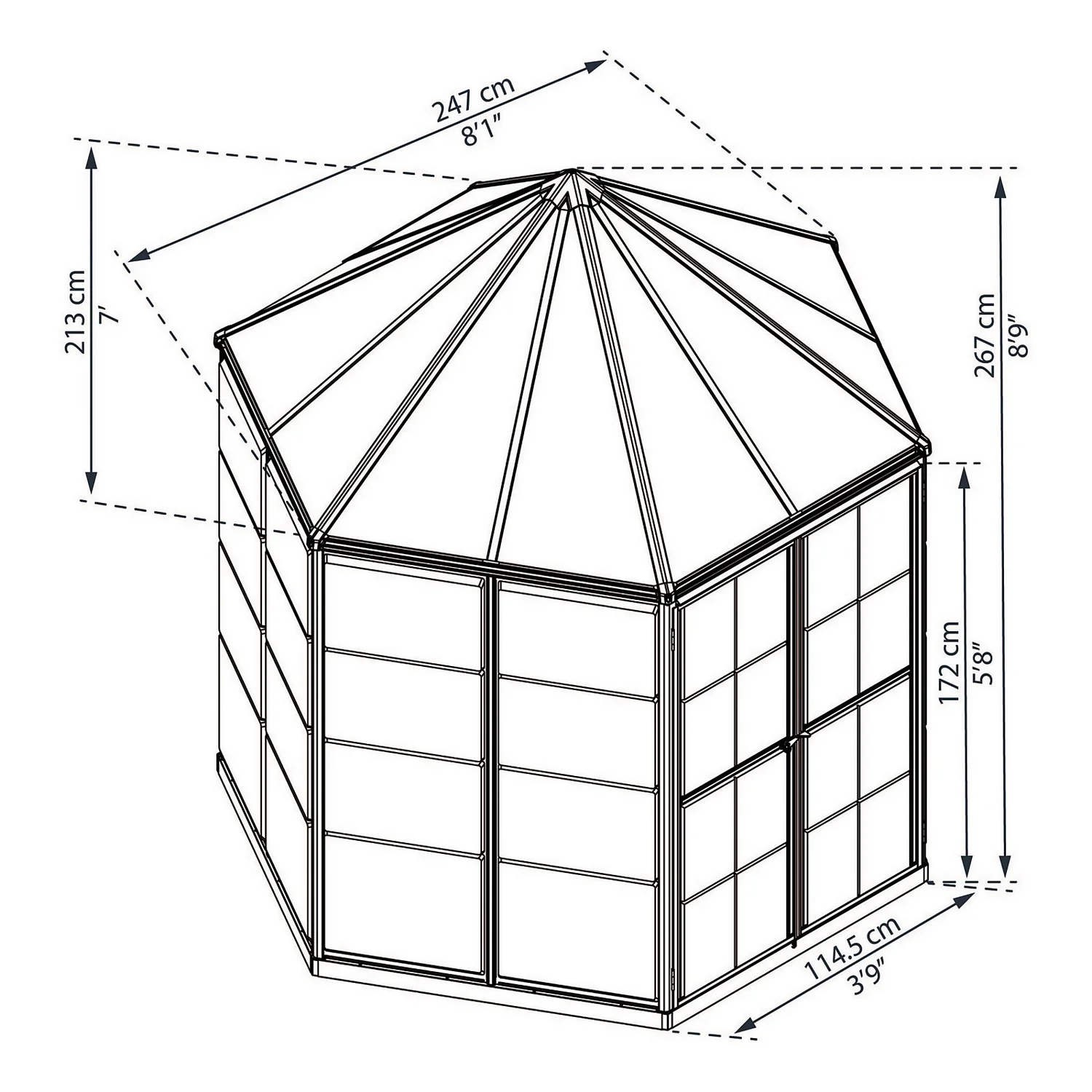 Palram 8ft Canopia Oasis Hexagonal Greenhouse - Grey 8 Palram 8ft Canopia Oasis Hexagonal Greenhouse - Grey - Image 6