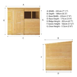 Mercia 8 X 6ft Overlap Pent Shed - Incl. Installation -Elise Bloom 12822313 9324976247997863