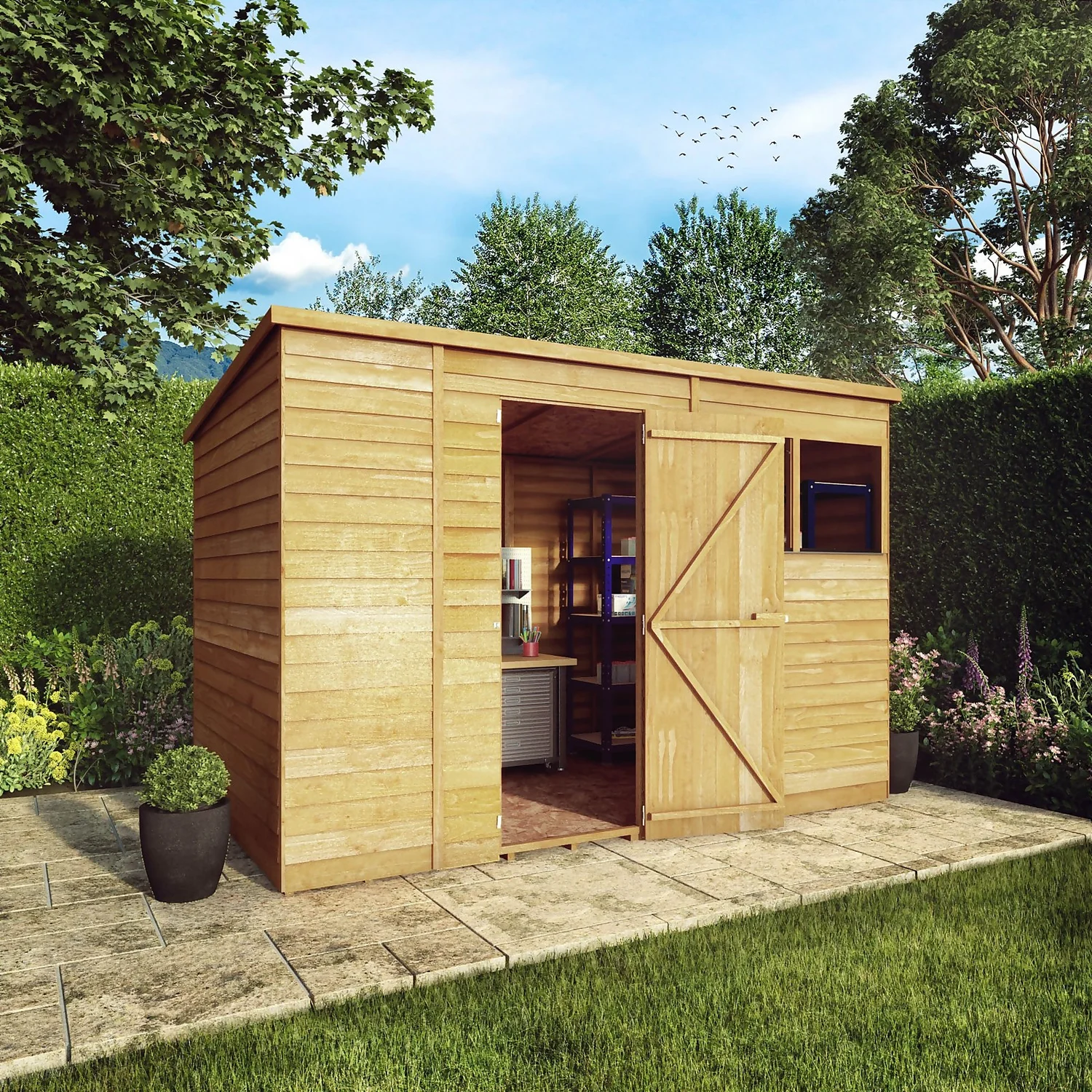 Mercia 10 X 6ft Overlap Pent Shed - Incl. Installation 4 Mercia 10 X 6ft Overlap Pent Shed - Incl. Installation - Image 2