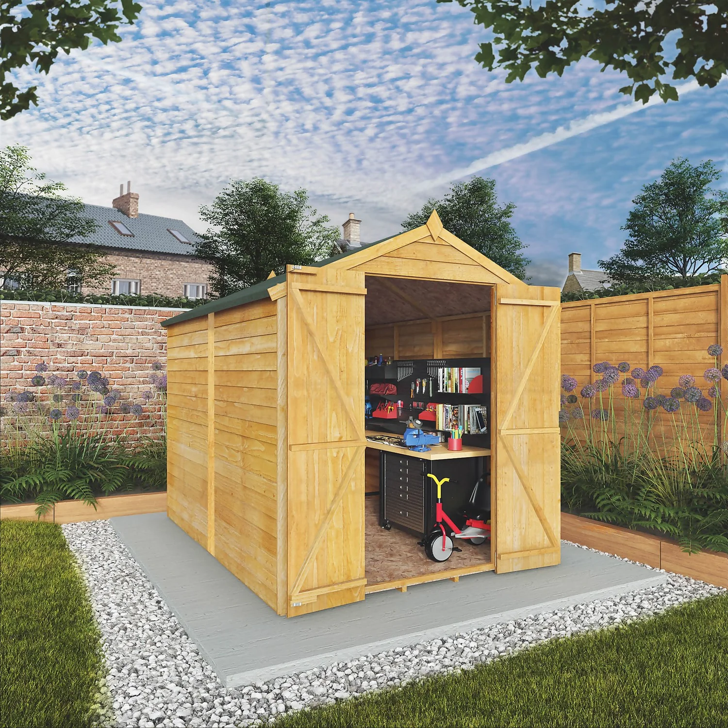 Mercia 8 X 6ft Overlap Double Door Apex Windowless Shed 4 Mercia 8 X 6ft Overlap Double Door Apex Windowless Shed - Image 2