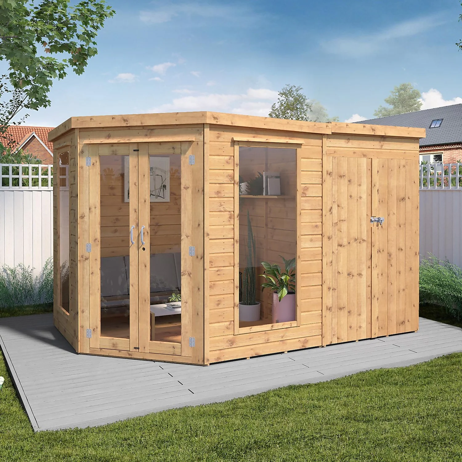 Mercia 11 X 7ft Summerhouse With Side Shed 4 Mercia 11 X 7ft Summerhouse With Side Shed - Image 2