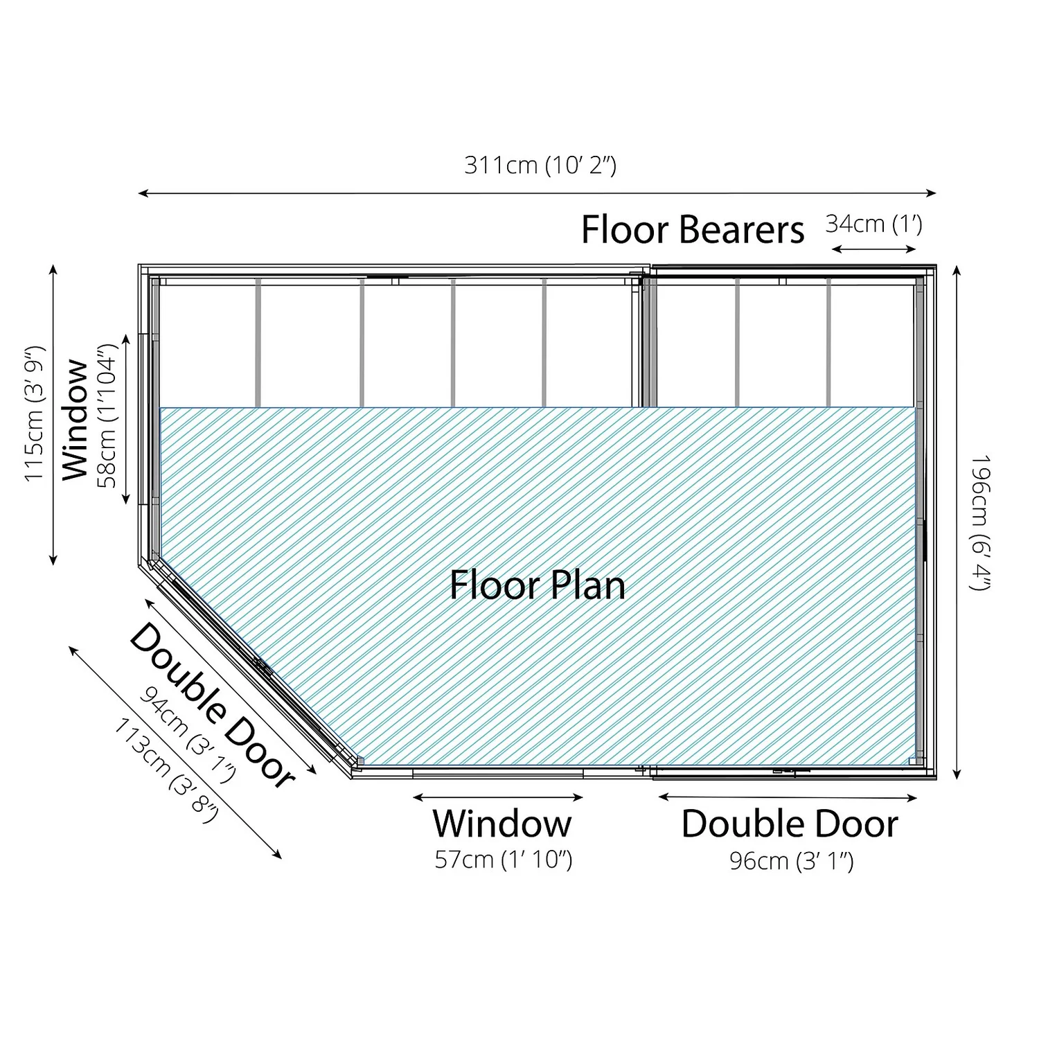 Mercia 11 X 7ft Summerhouse With Side Shed 11 Mercia 11 X 7ft Summerhouse With Side Shed - Image 9