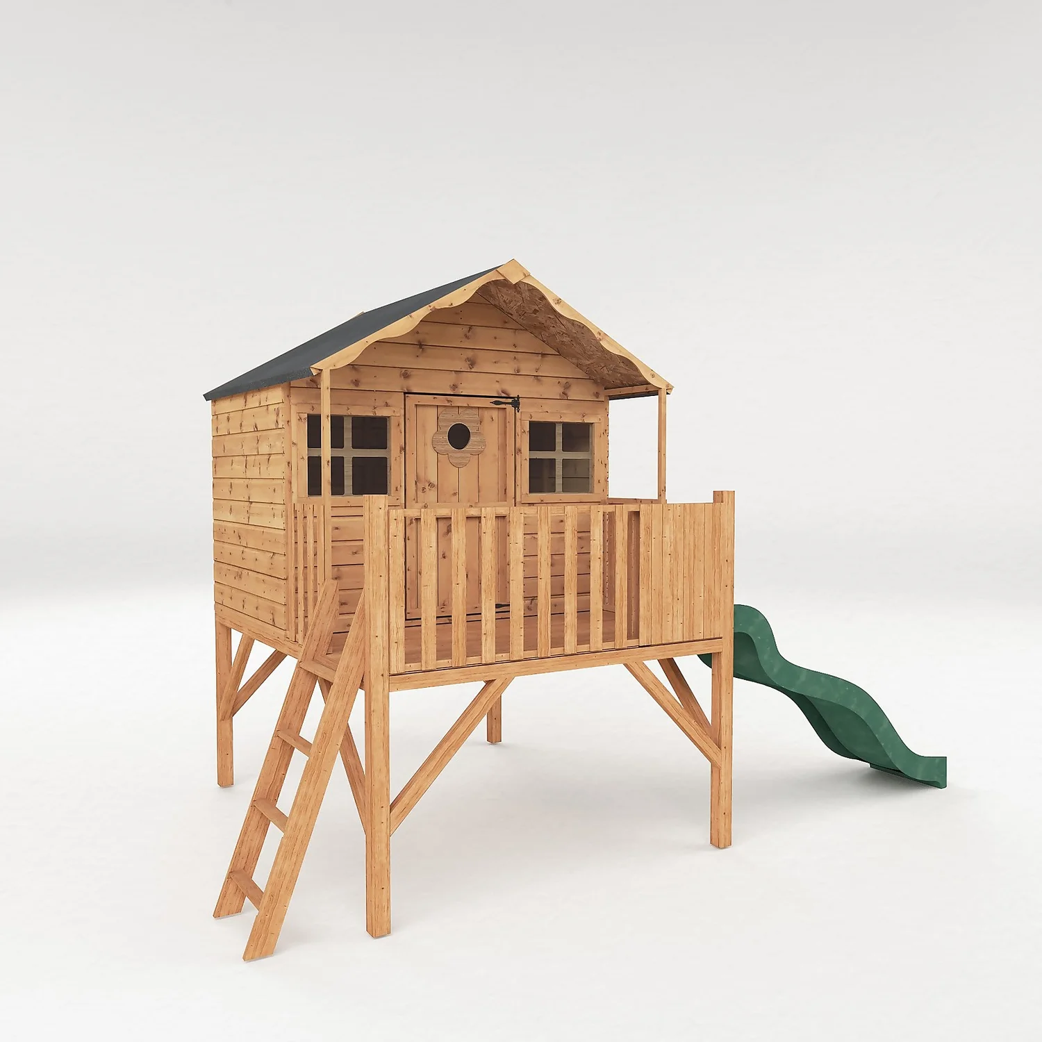Mercia 14 X 7ft Honeysuckle Wooden Playhouse With Tower And Slide - Installation Included 3 Mercia 14 X 7ft Honeysuckle Wooden Playhouse With Tower And Slide - Installation Included