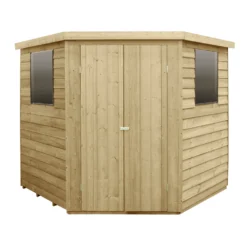 Elise Bloom 16 7x7ft Forest Overlap Pressure Treated Corner Shed - Incl. Installation