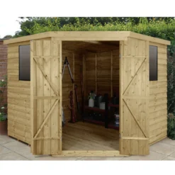 8x8ft Forest Overlap Pressure Treated Corner Shed -incl. Installation -Elise Bloom 12824009 1874833221035740