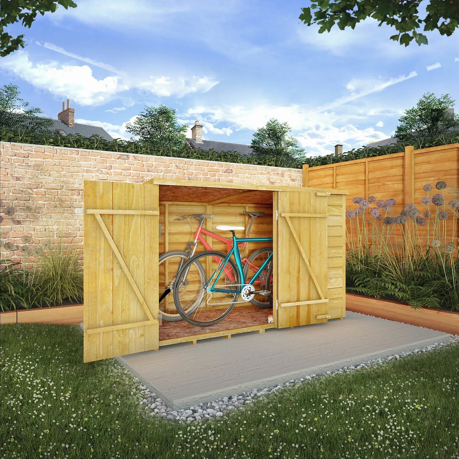 Mercia 6 X 3ft Overlap Pent Bike Shed - Incl. Installation 4 Mercia 6 X 3ft Overlap Pent Bike Shed - Incl. Installation - Image 2