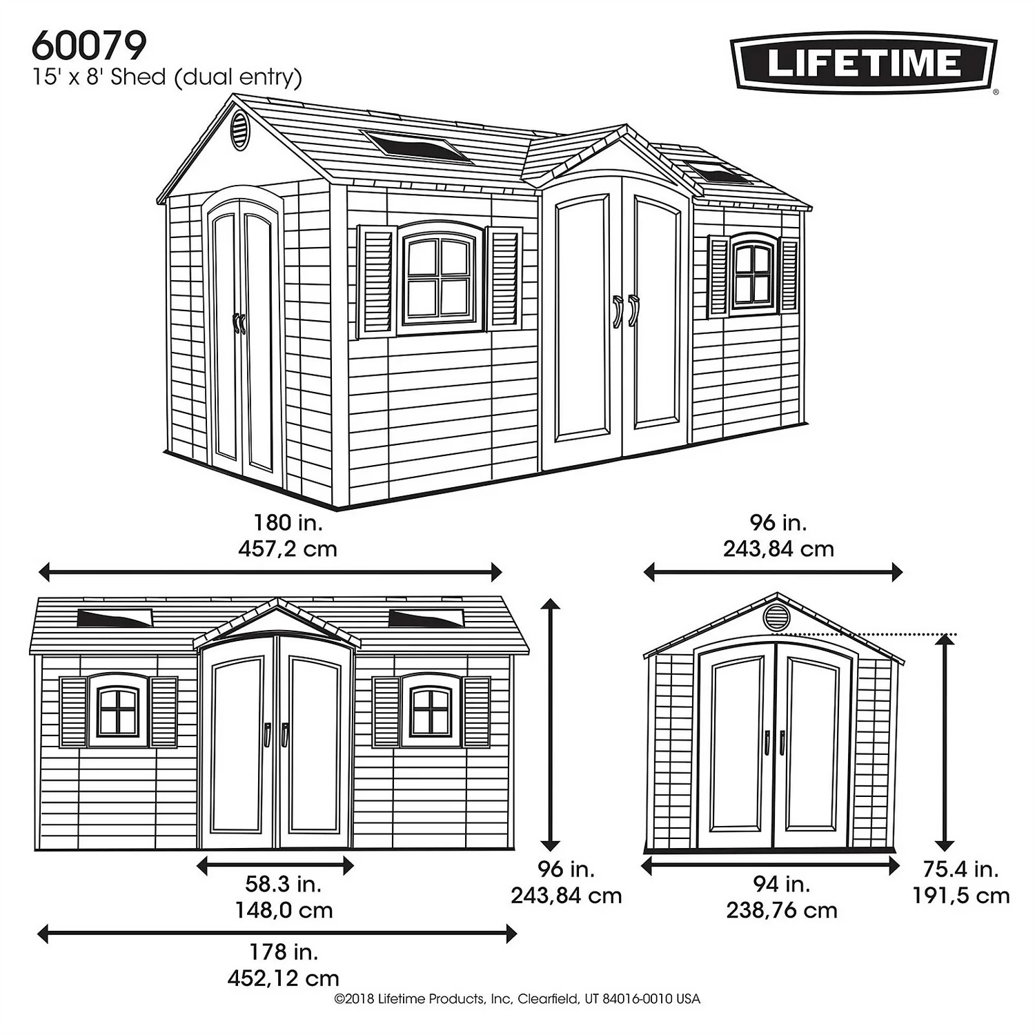 Lifetime 15 X 8ft Outdoor Storage Shed 8 Lifetime 15 X 8ft Outdoor Storage Shed - Image 6